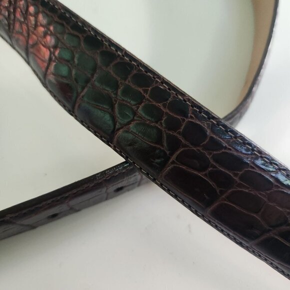 Talbots Vintage Genuine Leather Croc Embossed Western Belt Size L - Picture 4 of 7